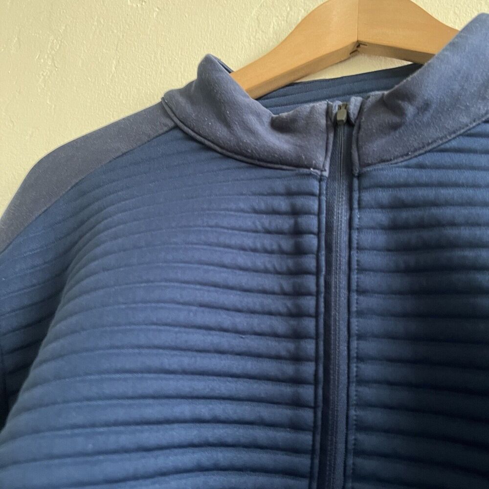 Under Armour Men’s Loose Mock Neck Sweater Size Large 3/4 Zip Ribbed Navy Logo - Picture 5 of 10